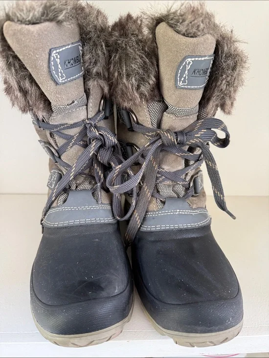 KHOMBU Women's Insulated Faux-Fur Winter Boots - Gray/Black