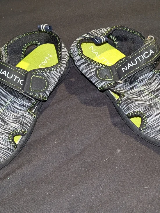Nautica Kids Black and Lime Green Water Sandals with Hook-and-Loop Strap