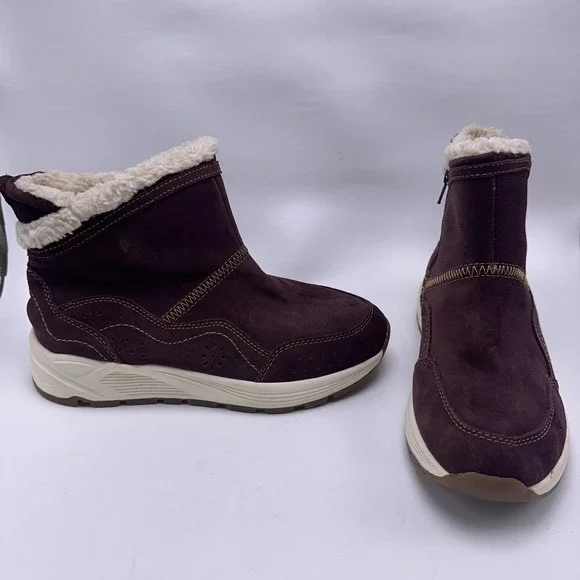Earth Journey Verve Suede Waterproof Winter Boots Burgundy Maroon Women's 9 M