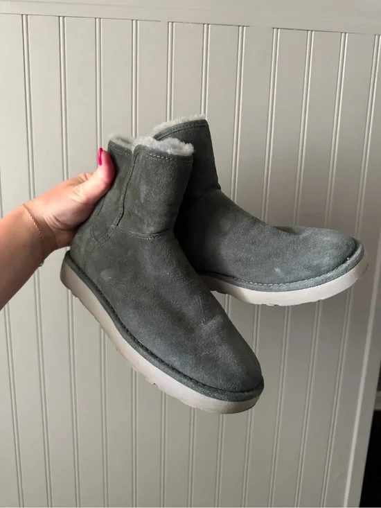 UGG Women's Gray Suede Shearling Lined Ankle Boots