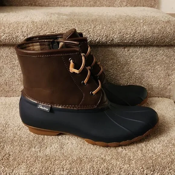 Skechers Women's Blue & Brown Waterproof Winter & Rain Boots Size 10