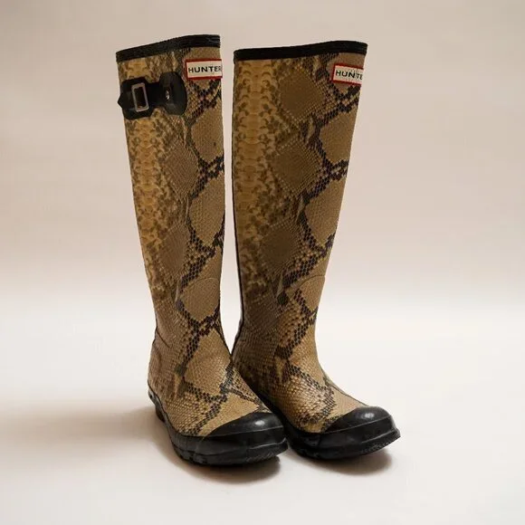 Hunter Carnaby Snake Python Print Rain Boots