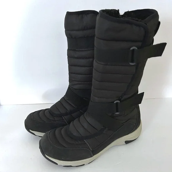 Merrell Approach Sport Tall Snow Boots Women 8 WP Black Insulated Zip Fleece