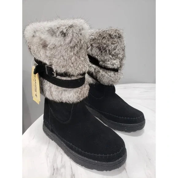NEW NO BOX SIZE 7 Bearpaw Kara Fur Suede Mid Calf Boots Warm Winter Boots