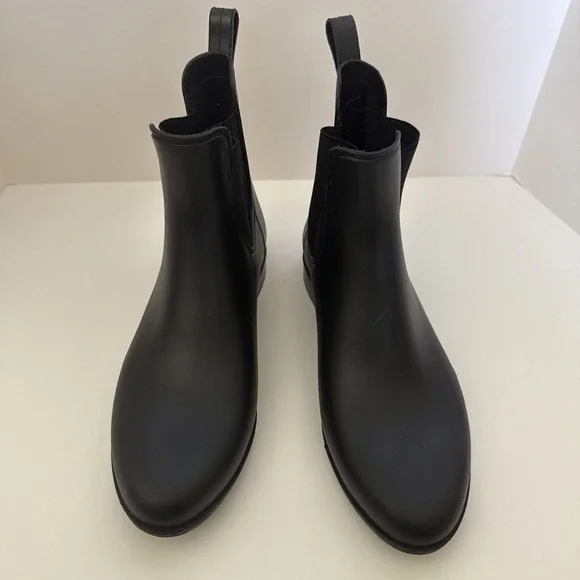 J. Crew Rubber Boot Size 9 Chelsea Black Pull On Ankle Rain Boots