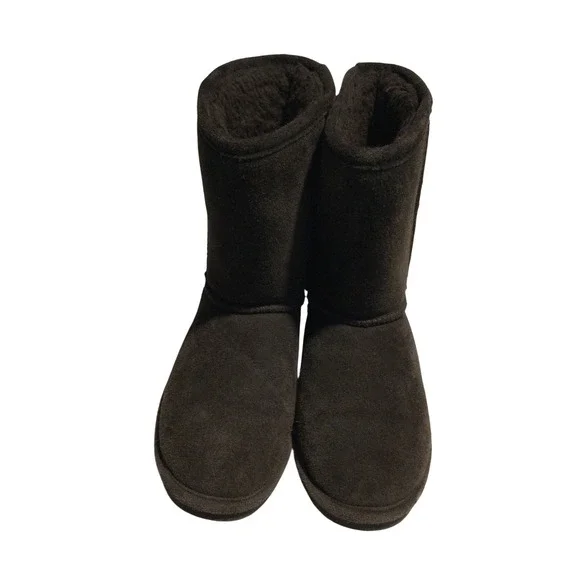 Bearpaw‎ Unisex Chocolate Brown Suede Sheepskin Lined Boots Size US 7/8 EU 40