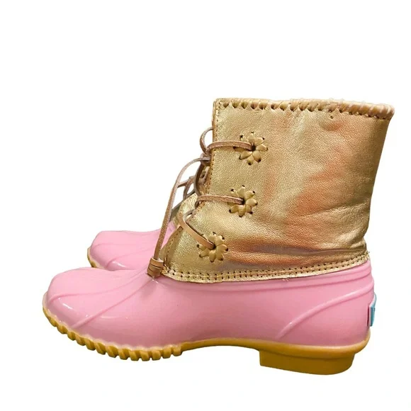 Jack Rogers Pink Metallic Chloe Duck Rain Boot