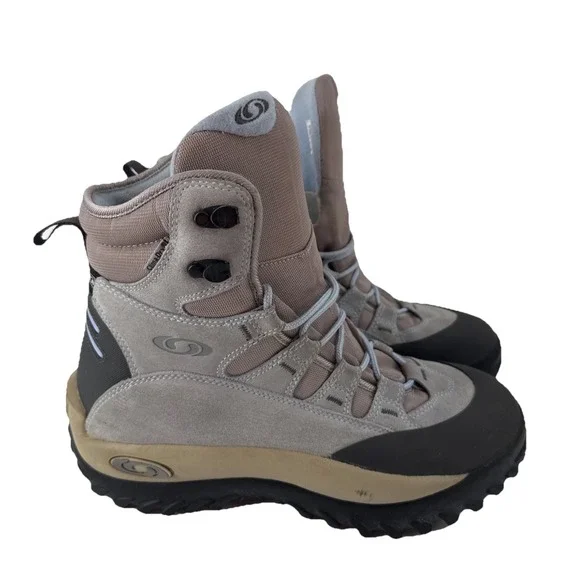 Salomon Clima-Dry Contagrip Hiking Boots Women 9 Blue Suede Pink Waterproof Mid