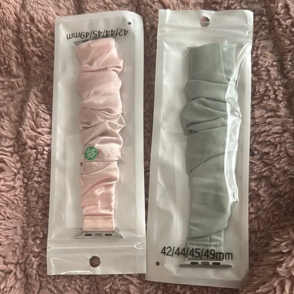 Pink and Green Scrunchie Apple Watch Bands