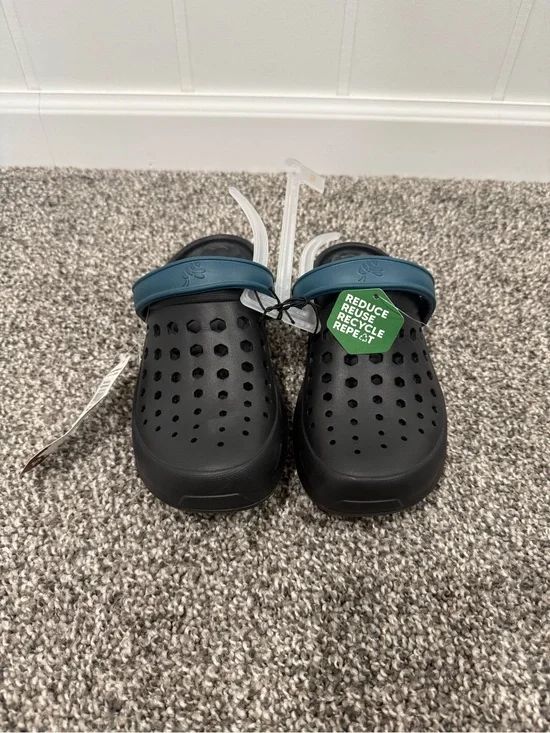 Joybees Kids Black Clog Sandals with Teal Strap - Crocs-style