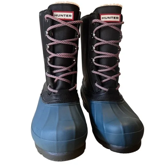 HUNTER ORIGINAL INSULATED PAC Boots Woman's‎ Sz 6 EU 37 Turquoise/ Black