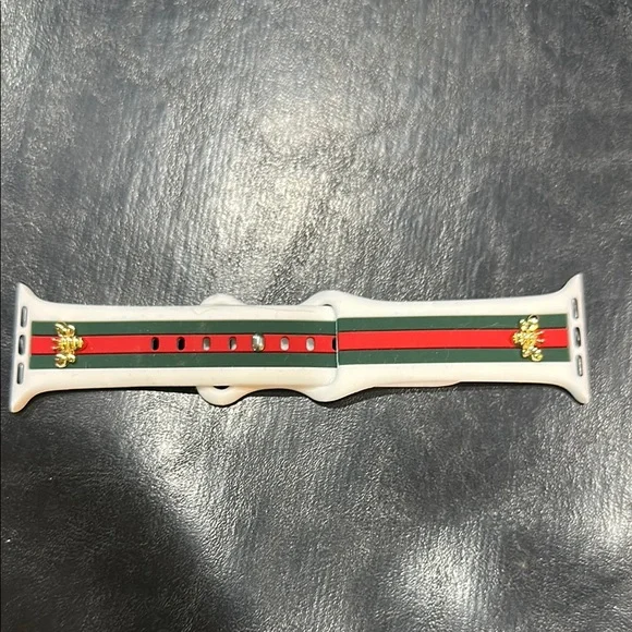 White and Red and green Stripe Watch Band silicon 38/42mm