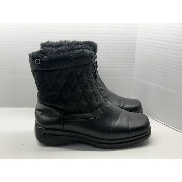 London‎ Fog Weatherproof Women's Sz 6M Erica Black Winter Snow Boots W/Faux Fur