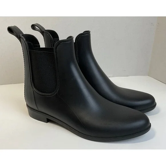 J.Crew Womens Matte Black Chelsea Rain Boots Ankle Waterproof C2499 Size 9