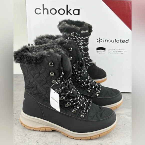 Chooka‎ Women's Insulated Belltown Mid Faux Fur Winter Boots Size 11 New In Box