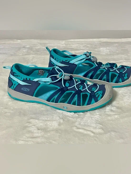 Keen Youth Moxie Sandals Aqua Blue Size 6 Shoes Waterproof Slip-On Bungee Tie