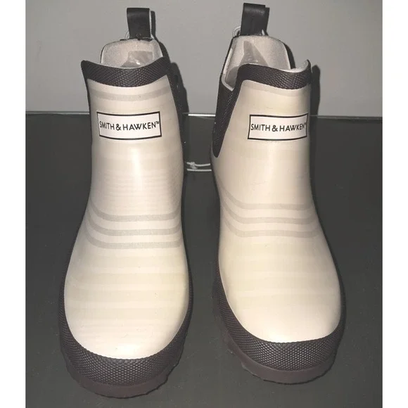 Rain Boots, Smith & Hawkins, Ivory & Black, Size‎ 8