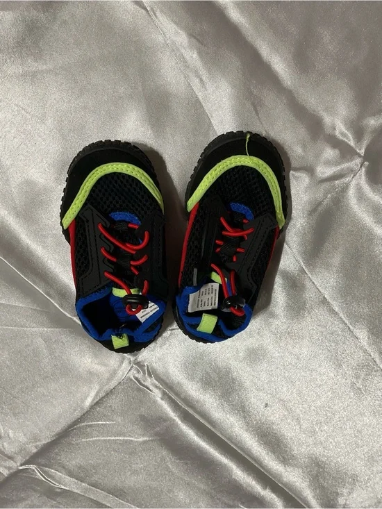 wonder nation Black Sneakers with Neon Green, Blue & Red Accents