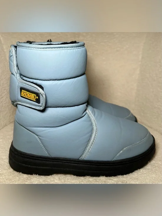 Khombu Traveler Winter Snow Boots Light Blue Puffer Puffy Cozy Warm Thick 8