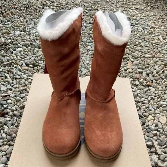 Muk Luks Ziggy Rodeo Leather Wool Blend Boots Shoes Size 6.5