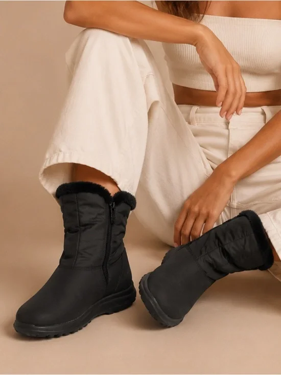 Totes Black Insulated Winter Snow Boots Faux Fur Zip Women's 41