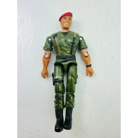 Vintage 1986 Lanard The Corps Action Figure Green Military Soldier Red Beret Toy