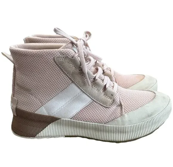 Sorel Out N About III Mid Sneakers NL4861 Pink White Waterproof Boots Women 8.5