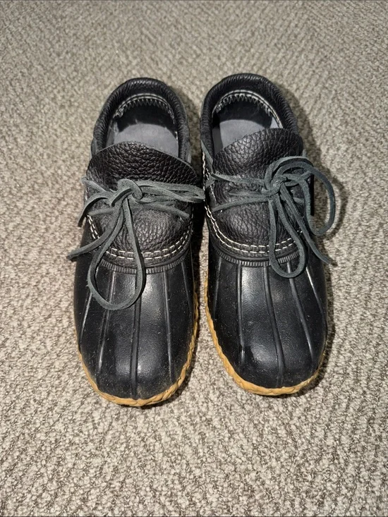 L.L. Bean Black womens Duck Shoes with Gum-Color Sole