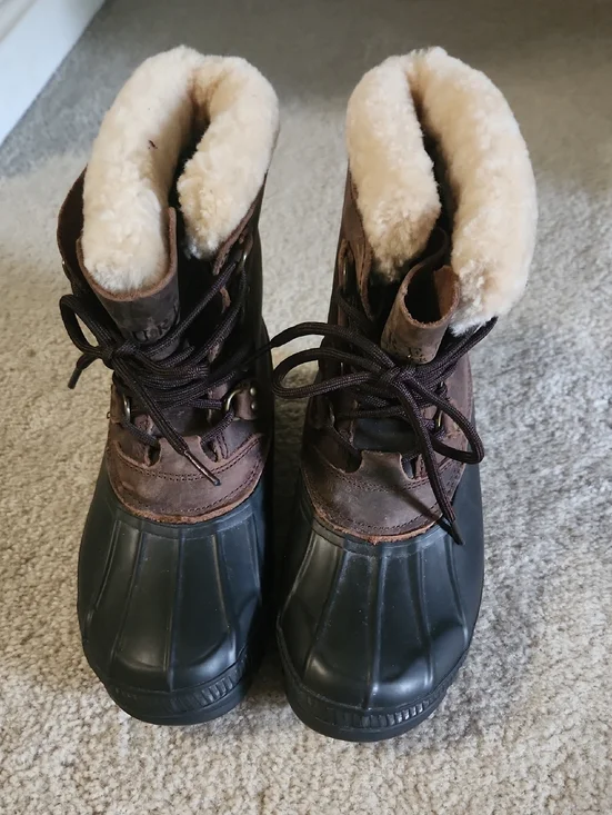 Women's Size 8 Ralph Lauren All-Weather Duck Boots - Brown Leather, Black Rubber