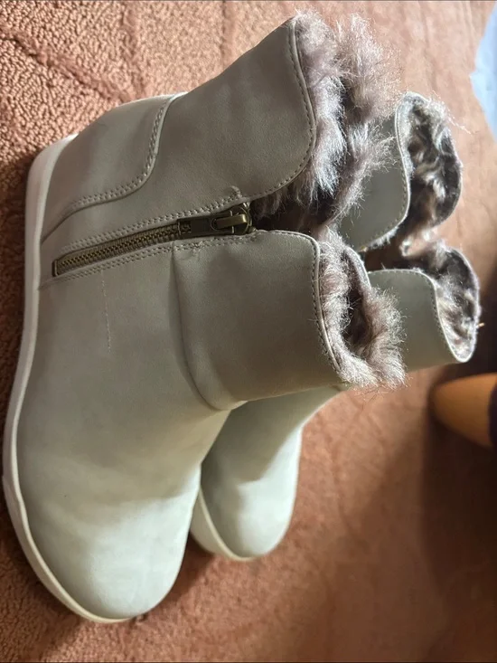 Madeline Faux Fur Lined Ankle Boots - Taupe