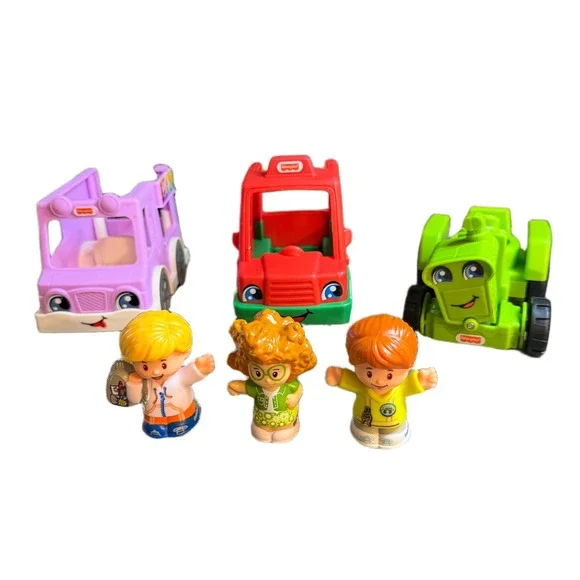 Fisher Price Little People Figures and Vehicles Set Tractor Ice Cream Pizza Car