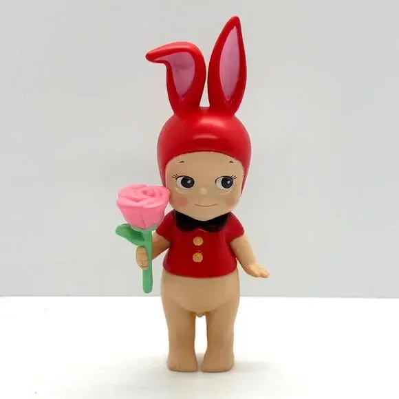 New Kewpie/Angel Collectible Mini Figure, Rabbit with Rose, Open Blind Box
