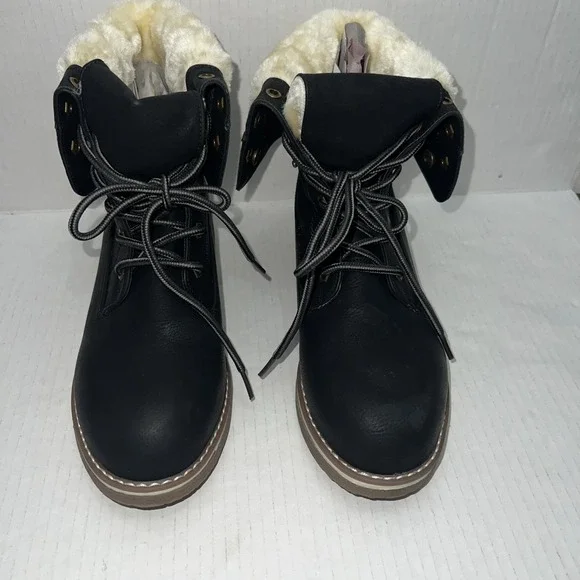 Dream Paris‎ Black Lined Faux-Fur  Boots Women's Size 7.5 NEW
