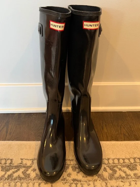 New Hunter Original Tall Gloss Rain Boots Size 8