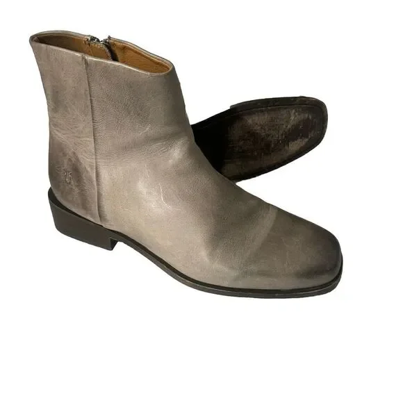 Frye River Inside Zip Bootie Women’s‎ 9.5 M Gray Leather Ankle Boots