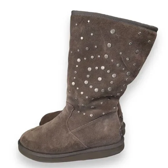 UGG Australia Rock Star Studded‎ Tall Winter Boots Grey 1006216 Women's 8