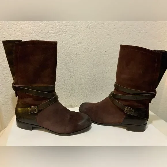 UGG DEANNA RIBBON WOMEN BOOTS 7 DPBD SHOES 1001791 STRAP SUEDE BURGUNDY SF