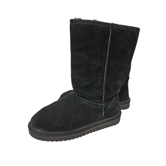 Koolaburra by UGG Boots Women 6 Black Victoria Tall Suede Faux Fur Cabin Cozy