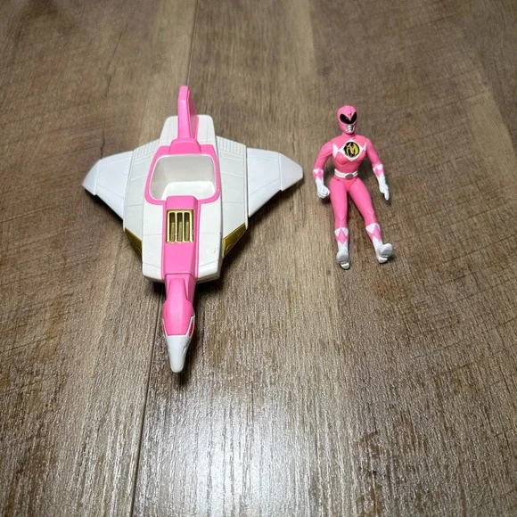 1995 Vintage Pink Power Ranger Saban Ninjazord‎ Crane Jet Plane & Action Figure
