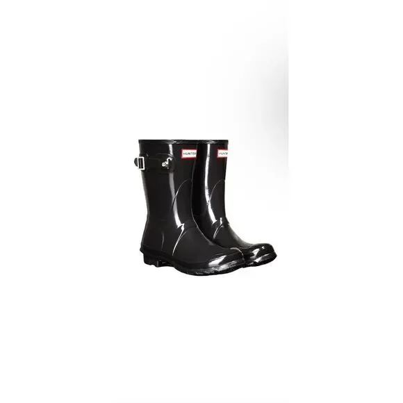 Hunter ‘Original Short' Gloss Black Rain Boot Women's 7US