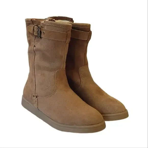 Marc Fisher Mfearra Tan Suede Buckle Detail Pull-On Winter Boot Size 8.5
