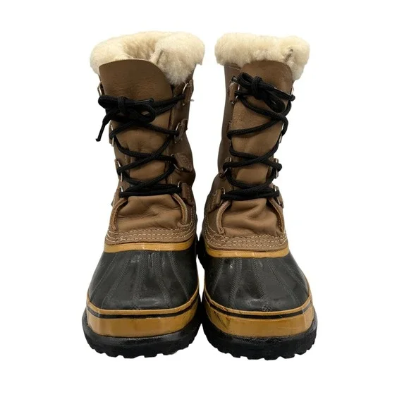 Sorel Caribou Boots Womens Brown Good Waterproof Leather Winter Snow Duck Boots