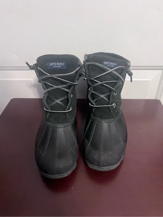 Sperry Black Waterproof Lace-Up Winter Boots