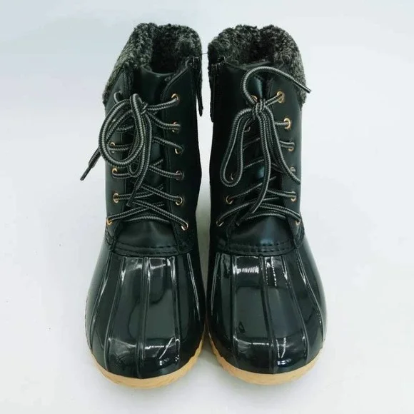 Nature Breeze Womens Duck 02 Winter Boots Black Zipper Faux Fur Lined 6.5 New