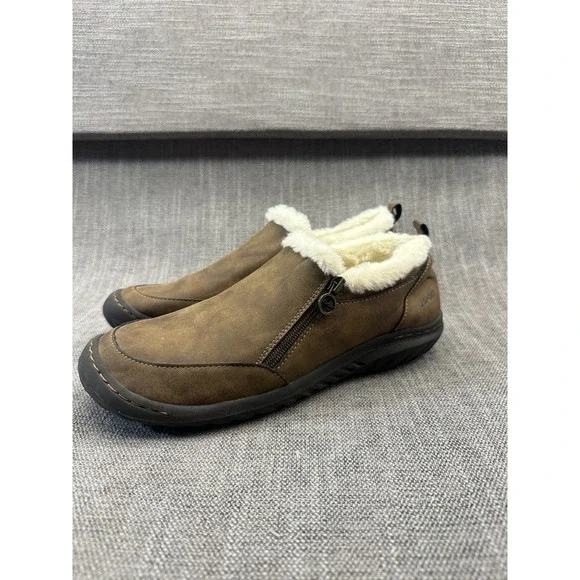 Jsport Elenor S1ELR34 Womens 10 M Brown Suede Faux Fur Side Zip Winter Snow Boot