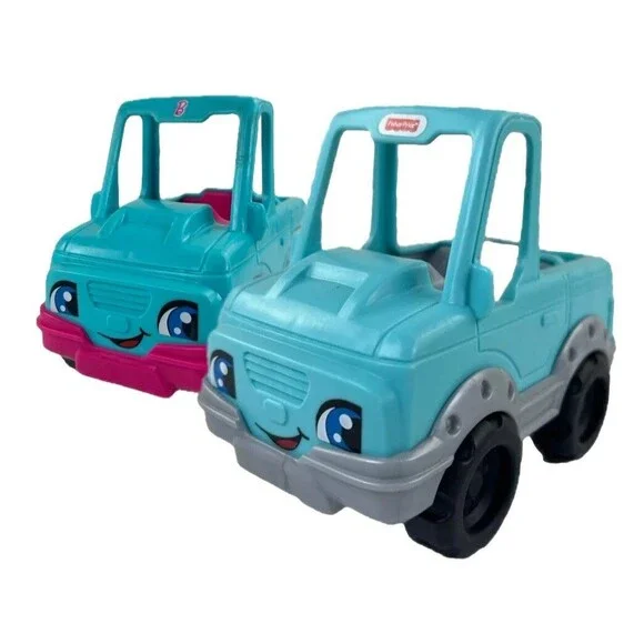 Set Of 2 Fisher-Price Little People Blue Pick Up Truck Replacement Part Toy Cars