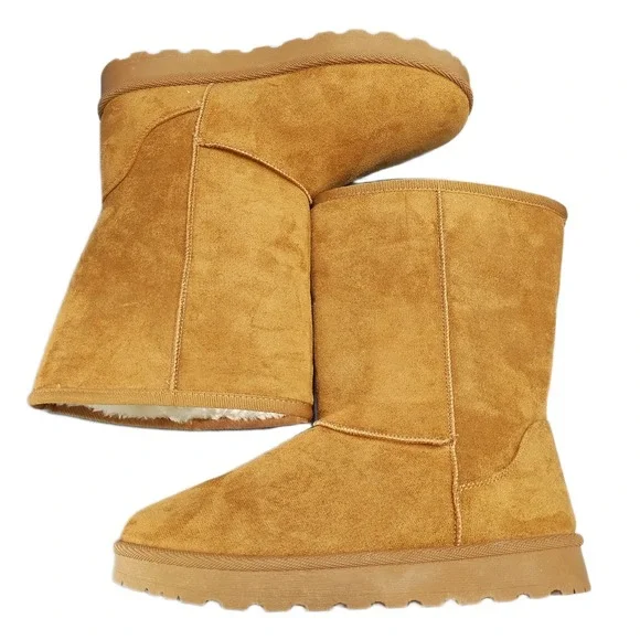 Womens Pop Murphy Winter Snow Boots US 9M Brown Faux Fur Lined Mid Calf Pull On