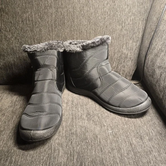 Women's Waterproof Winter Snow Boots Ladies Warm Slip On Ankle Booties Size 10
