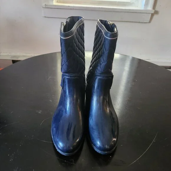 Tommy Hilfiger Blue Quilted Rainboots Women's Size‎ 8