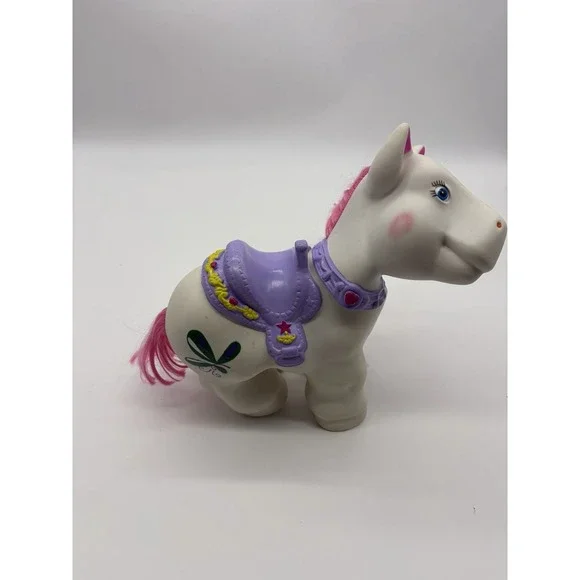 Vintage Large G1 My Little Pony Fakie White Horse‎ Floral Purple Rare HTF